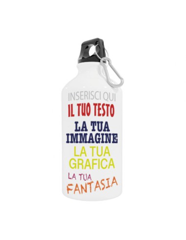 Gruppo Veneziano - Borraccia personalizzata 400 ml con gancio incluso e chiusura ermetica - borraccia personalizzabile 400ml - 100% made in italy.