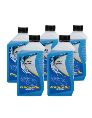 Antigelo GROUPOIL 5X1L ACF PURE liquido antigelo- refrigerante auto, antigelo blu puro composto da glicole monoetilenico-100% made in italy