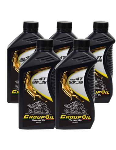 olio moto 4 tempi GROUPOIL 4T 5x1L SEO 4T 10W-40API SL, JASO MA - E un olio multigrado parzialmente sintetico per motori a 4 tempi - 100% made in Italy.